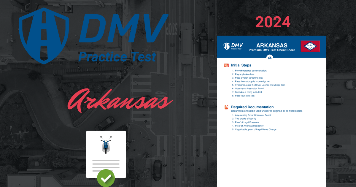 2024 Arkansas DMV Motorcycle Test Cheat Sheet 99 Pass Rate   Cover En Arkansas Motorcycle 