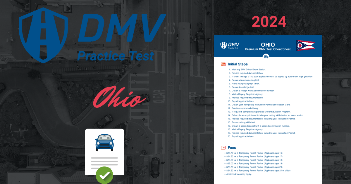 2024 Ohio DMV Test Cheat Sheet 99 Pass Rate   Cover En Ohio Car 