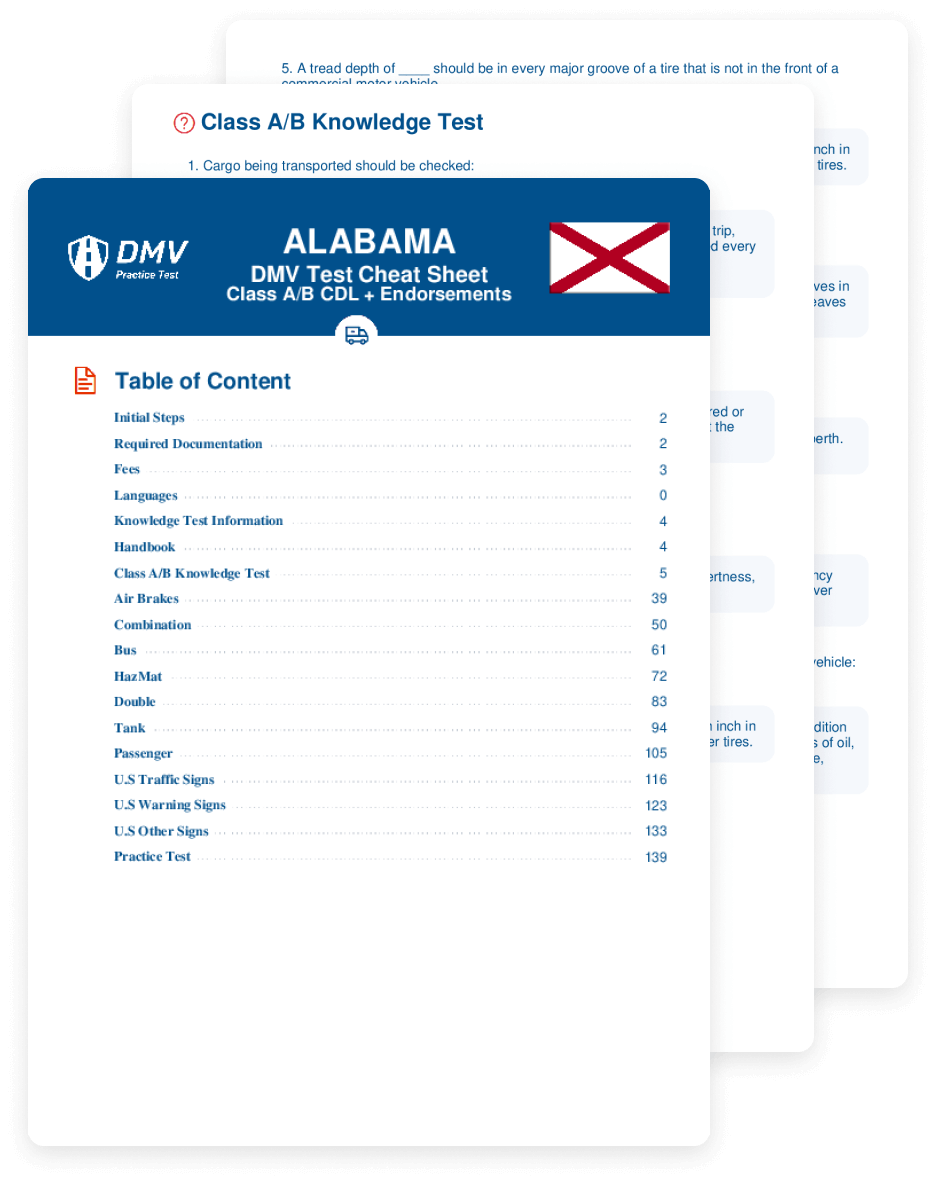 Get a cheat sheet with real DMV CDL test questions