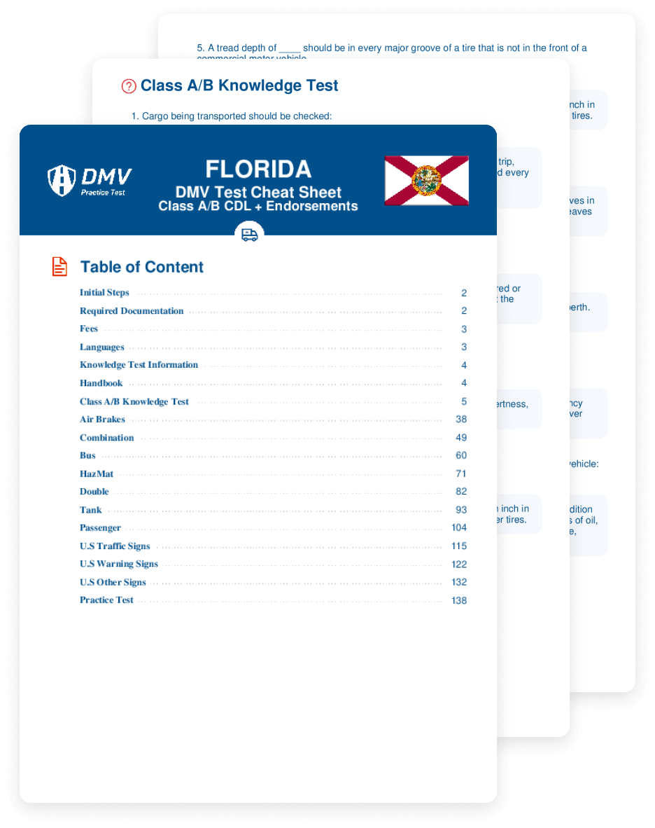 Get a cheat sheet with real DHSMV CDL test questions