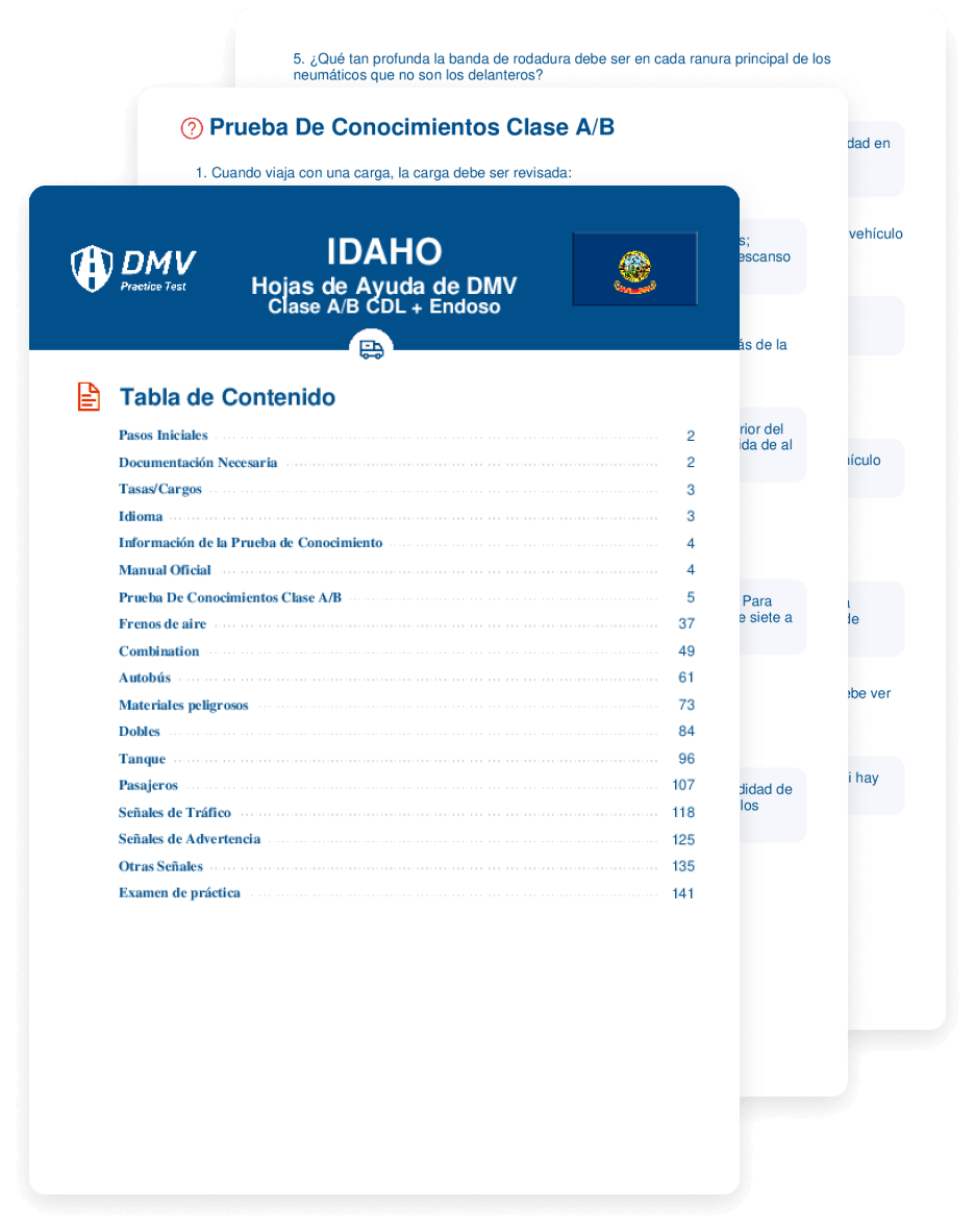 Obtén una hoja de Ayuda con preguntas reales del examen CDL del DMV