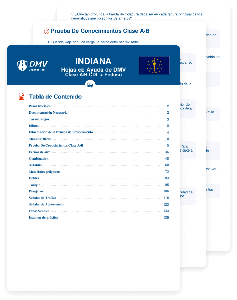 Obtén una hoja de Ayuda con preguntas reales del examen CDL del DMV