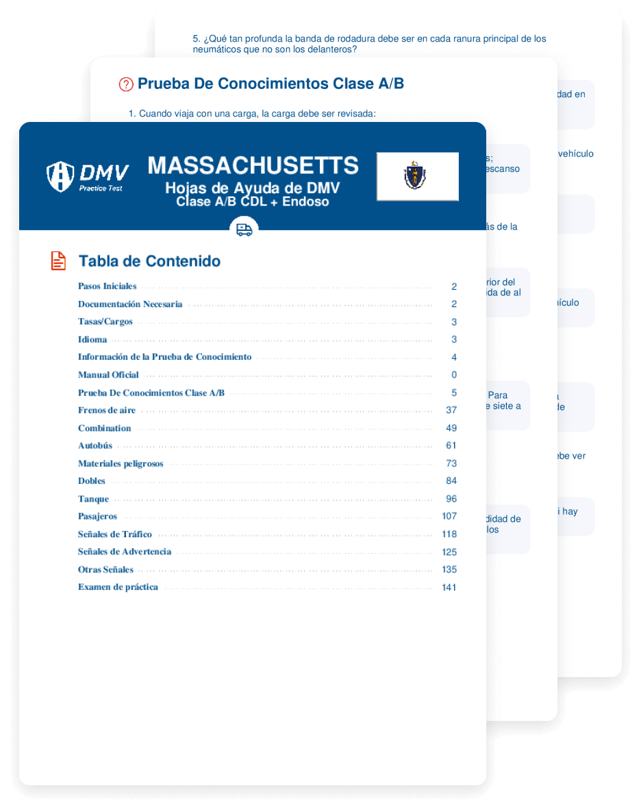 Obtén una hoja de Ayuda con preguntas reales del examen CDL del DMV