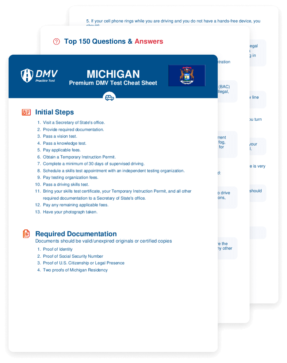 Get a cheat sheet with real DMV test questions