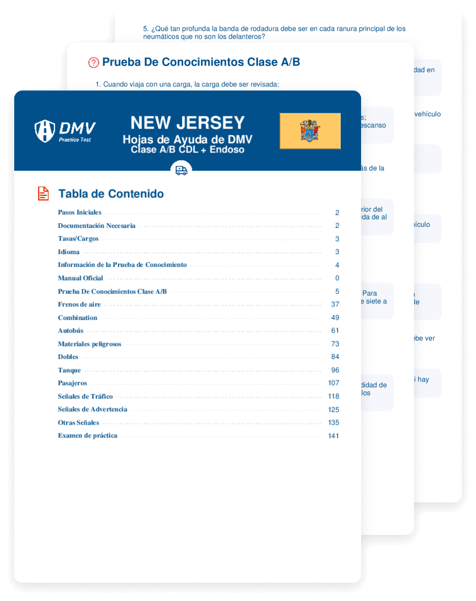Obtén una hoja de Ayuda con preguntas reales del examen CDL del DMV
