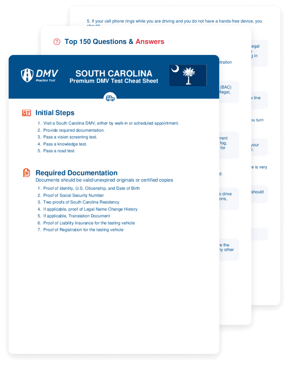 Get a cheat sheet with real DMV test questions